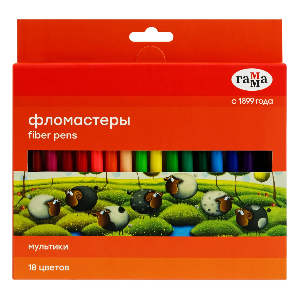 Фломастеры Гамма "Мультики", 18цв., смываемые, картон. упак., европодвес