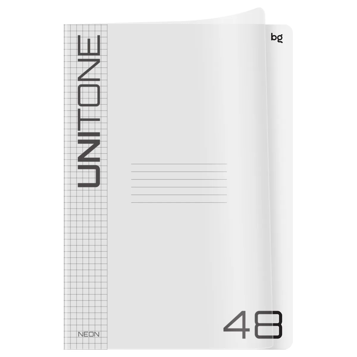 Тетрадь 48л., А4 клетка BG "UniTone", пластиковая обложка, прозрачный