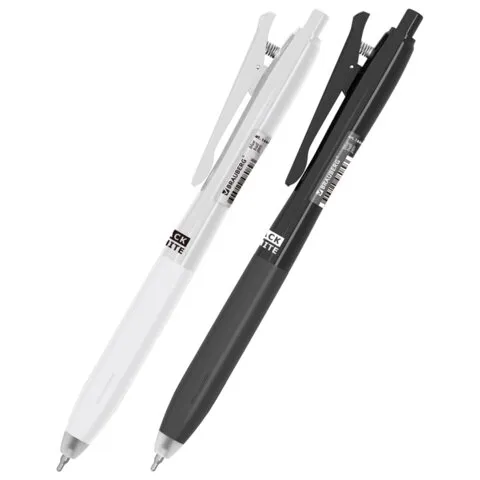 Ручка шариковая автоматическая С УДЛИНЕННЫМ ГРИПОМ BRAUBERG "BLACK & WHITE", СИНЯЯ, пишущий узел 0,5 мм, линия письма 0,35 мм, 144462