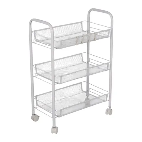 Этажерка (тележка) BOOMHOUSE (БУМХАУС) RC-003 3 яруса, на колесах, В62,5хШ42,5хГ25,5 см, металл, белая, 701456
