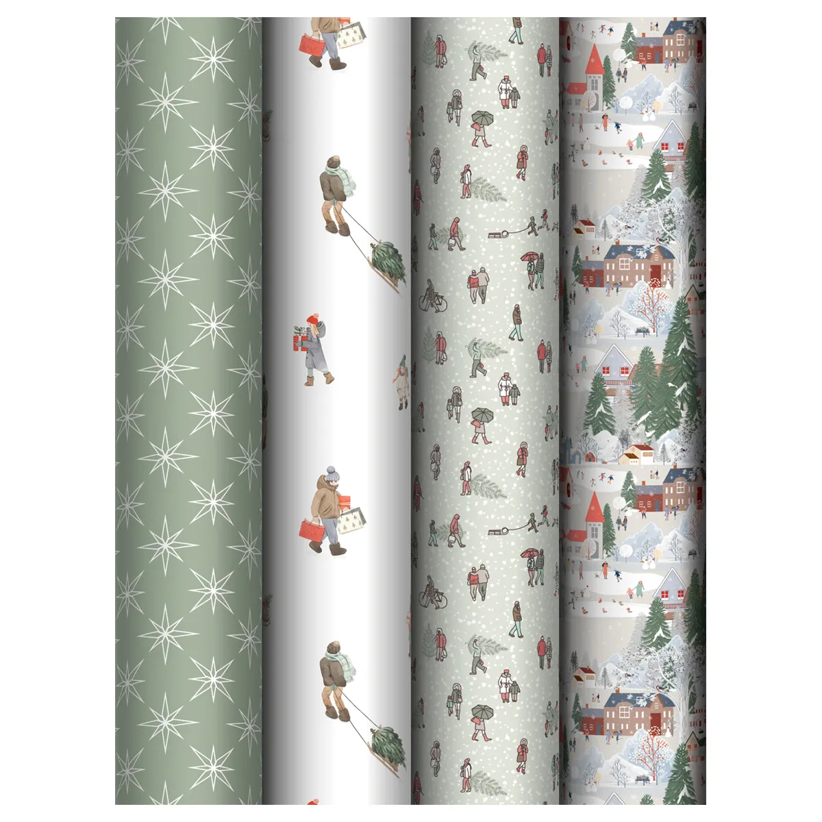 Упаковочная бумага глянц. 70*100см, MESHU "Winter time", 80г/м2, ассорти 5 дизайнов