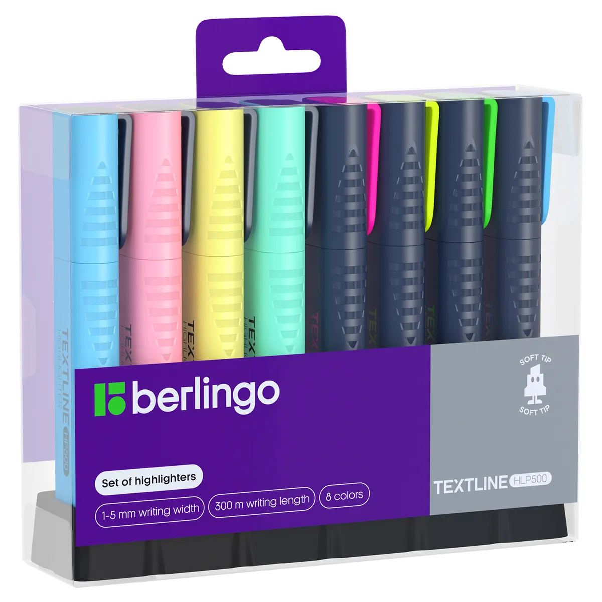 Набор текстовыделителей Berlingo "Textline HP500" 08цв., 1-5мм, PET-бокс с ЕП
