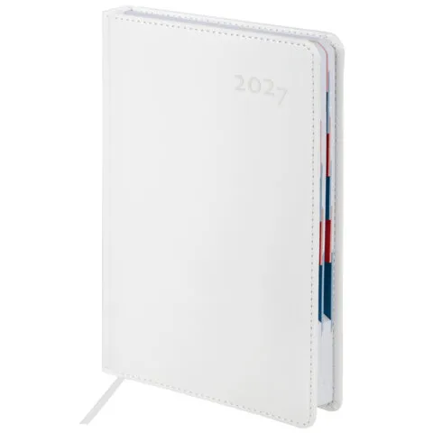 Ежедневник датированный 2027, А5, 148х218 мм, GALANT "White", под кожу, белый, 118080