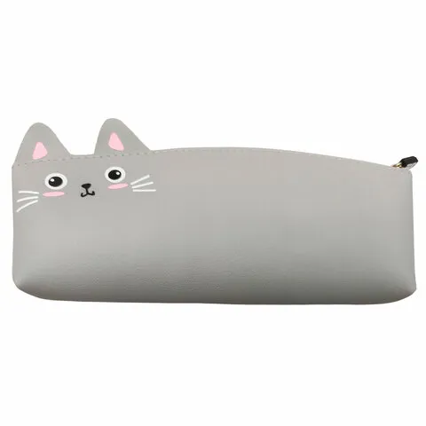 Пенал ЮНЛАНДИЯ ЮНИОР, 1 отделение, искусственная кожа, "Gray kitty", 20х9х7 см, 273819