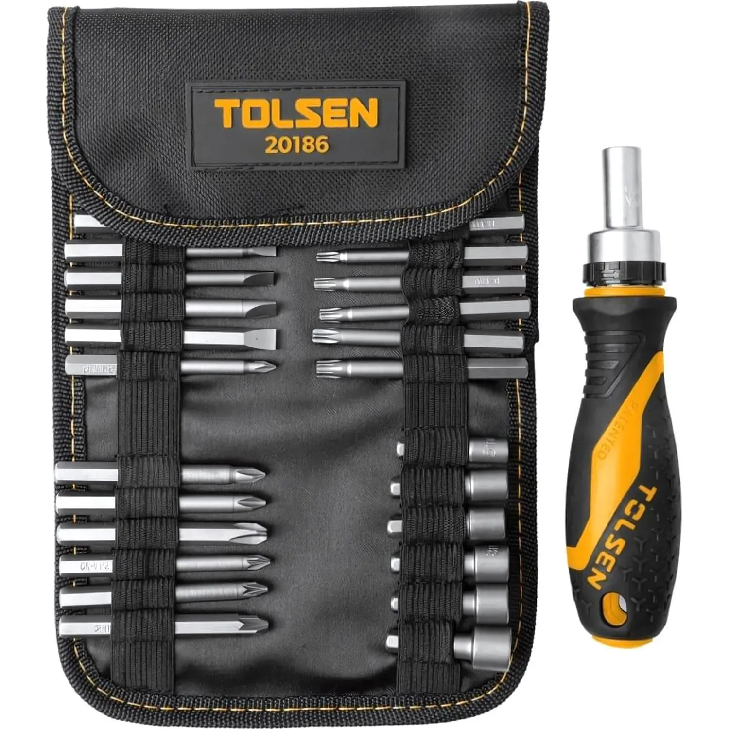 Набор бит 1/4, PH, PZ, Hex, Torx, Slotted, 26 предметов TOLSEN TT20186