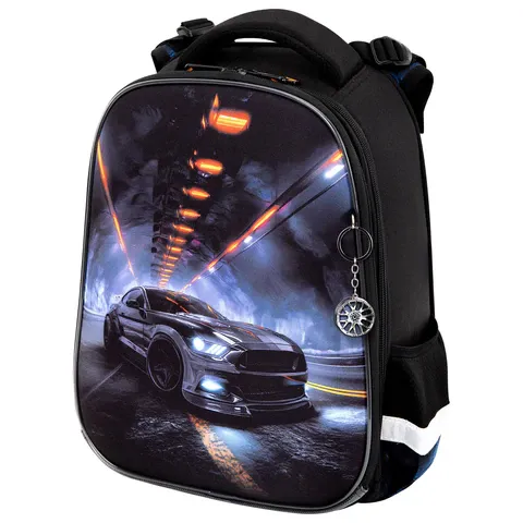 Ранец BRAUBERG ORIGINAL, 2 отделения, с брелком, "Tunnel car", 38х29х16 см, 274406
