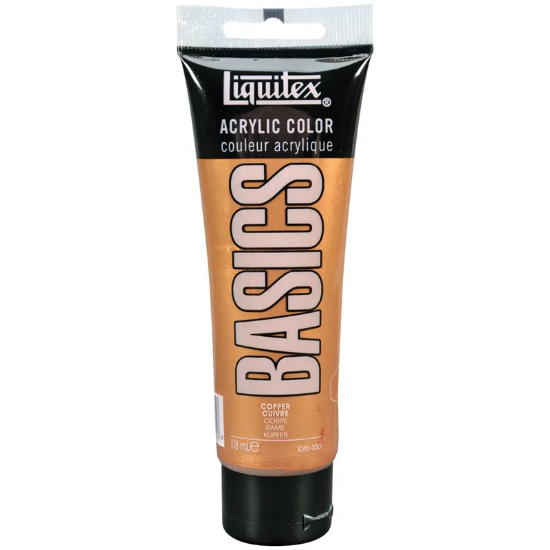 Краска акриловая художественная Liquitex "Basics", 118мл, туба, 230 медь (металлик)