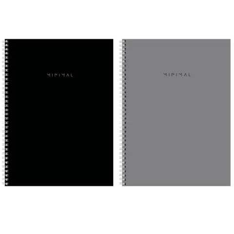 Тетрадь А4, 120 л., BRAUBERG, гребень, клетка, матовая ламинация, "Minimal Classic", 405640