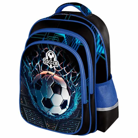 Рюкзак BRAUBERG KIDS FLOSSY, 2 отделения, 3 кармана, "Soccer Club", 3D-панель, 40х28х18 см, 273181