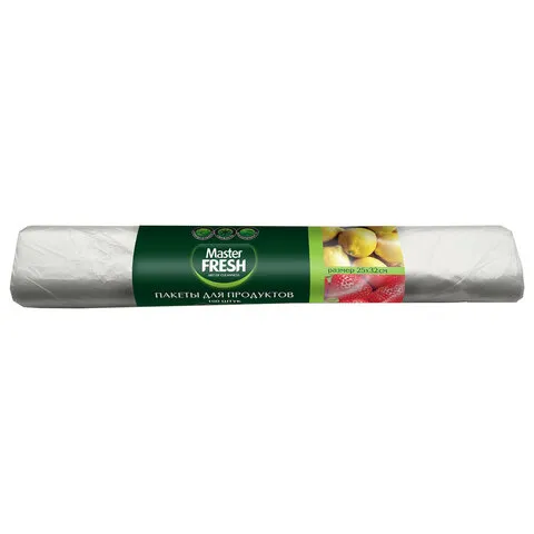 Пакеты фасовочные 25х32 см, КОМПЛЕКТ 100 шт., 7 мкм, рулон, MASTER FRESH