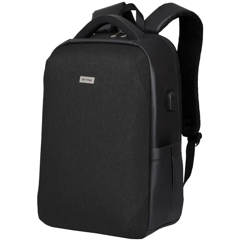 Рюкзак Berlingo Антивандальный "Secure black" 46*31*17см, 1 отделение, 3 кармана, отделение для ноутбука, USB разъем, эргономическая спинка