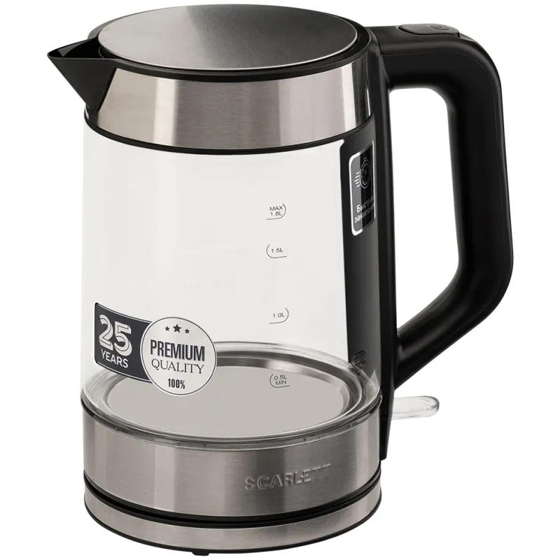Чайник электрический Scarlett SC-EK27G101, 1,8л, 2200Вт, стекло/пластик