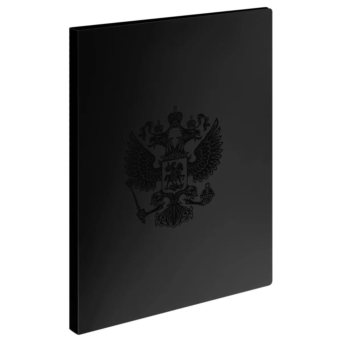 Папка с 20 вкладышами СТАММ "Герб" А4, 14мм, 700мкм, пластик, черный