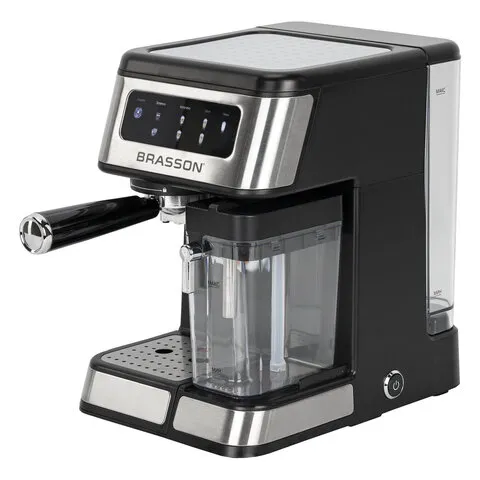 Кофеварка рожковая со встроенным капучинатором BRASSON (БРАССОН) CM-1830, 4 напитка, дисплей, 1,6 л, 1250 Вт, 20 бар, 457885