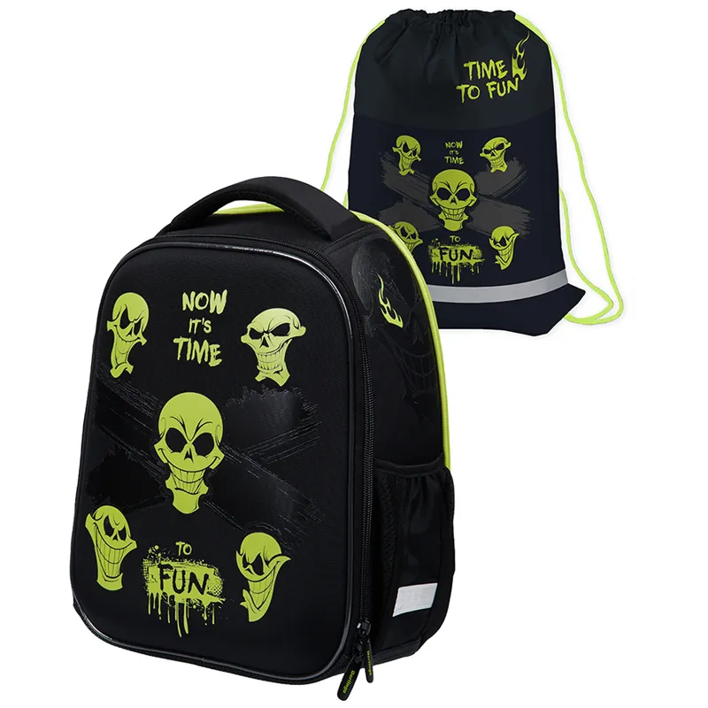 Ранец Berlingo Expert Mini "Scary faces" 36*27*14см, 2 отделения, 2 кармана, анатомическая спинка, мешок для обуви