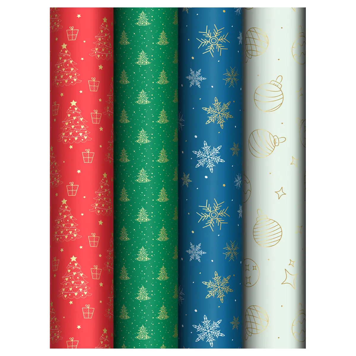 Упаковочная бумага глянц. 70*100см, MESHU "Winter pattern", 80г/м2, ассорти 4 дизайна