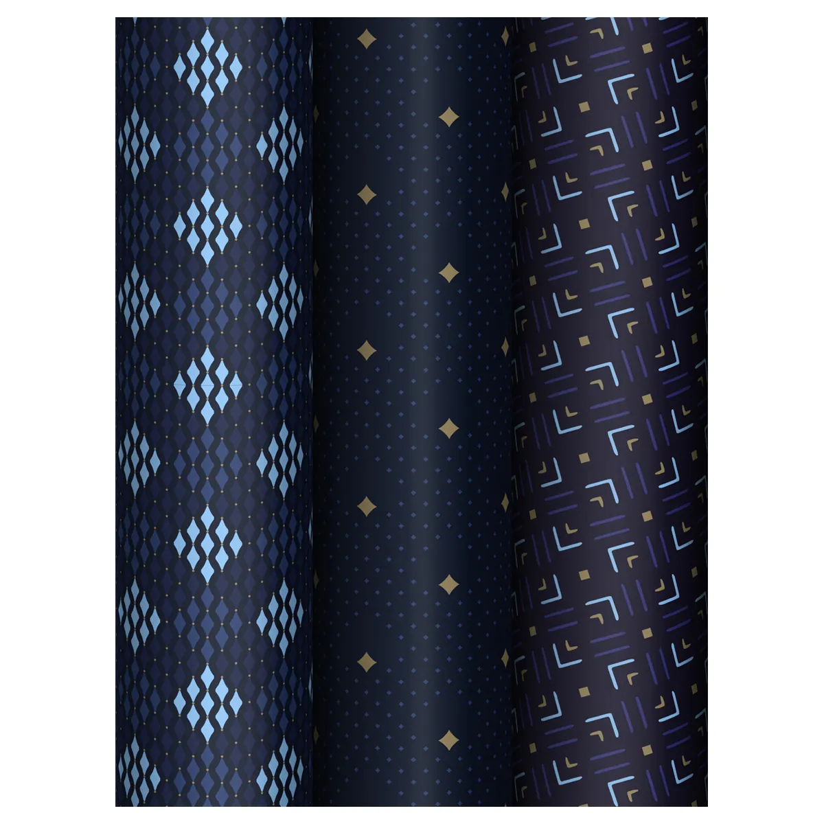 Упаковочная бумага глянц. 70*100см, MESHU "Strict pattern", 80 г/м2, ассорти, 3 дизайна