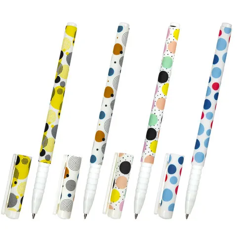 Ручка шариковая BRAUBERG SOFT TOUCH GRIP "DOTS", СИНЯЯ, мягкое покрытие, ассорти, узел 0,7 мм, 143722