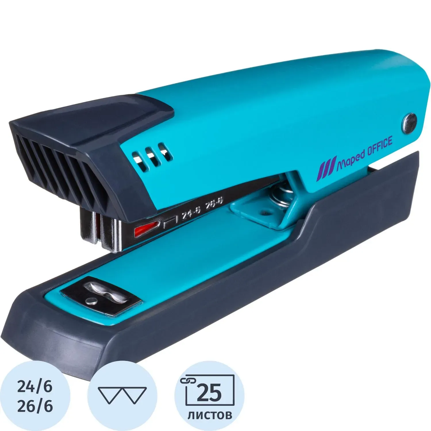 Степлер ESSENTIALS METAL DECO метал,20/25л,скобы24/26/6,бирюз,в кор. 354300