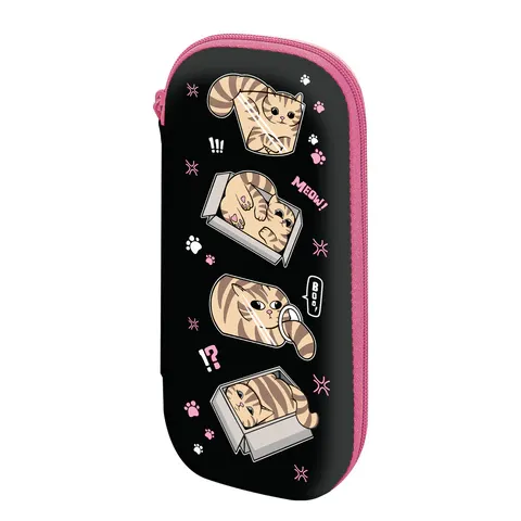Пенал ЮНЛАНДИЯ, 1 отделение, 1 откидная планка, карман, EVA покрытие soft-touch, 22х10х5см, "Box cats", 274569