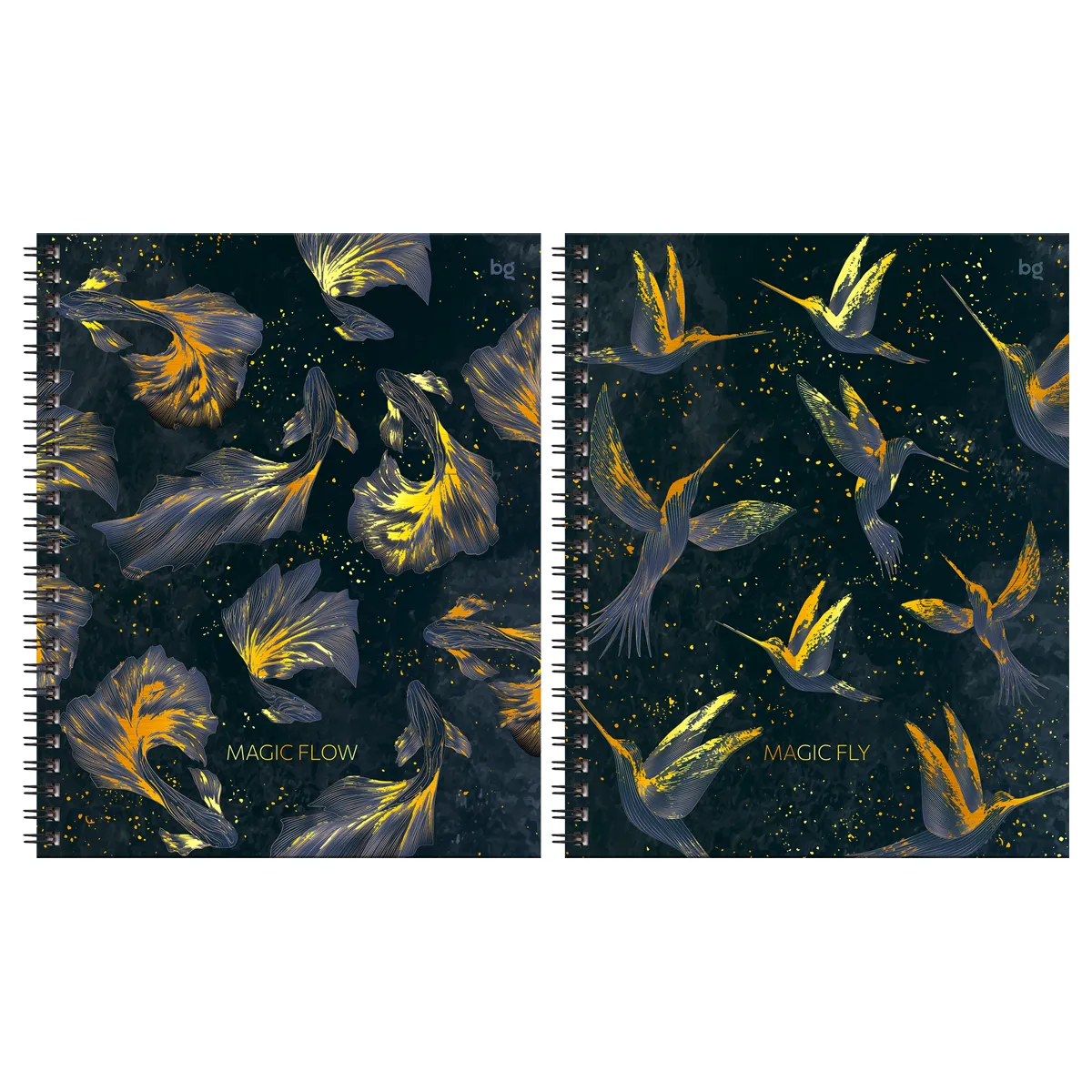 Тетрадь 120л., А5, клетка на гребне BG "Magic flow", глянцевая ламинация, тиснение фольгой, твердая обложка
