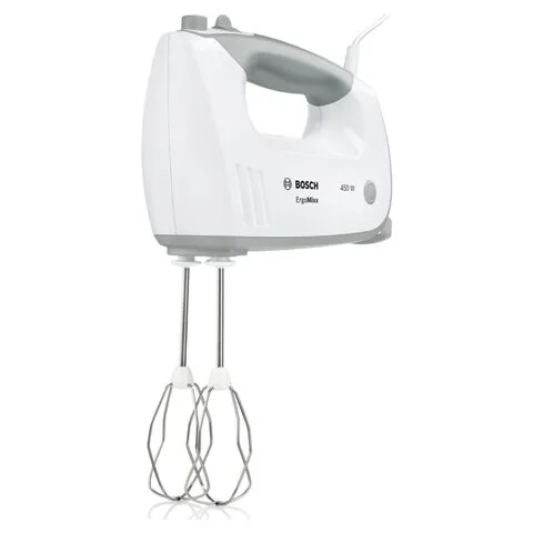 Миксер BOSCH MFQ 36480, 450 Вт, 5 скоростей, 6 насадок, стакан, белый, MFQ36480