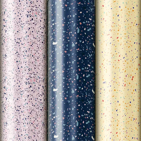 Бумага упаковочная мелованная НАБОР 3 шт., "Terrazzo", 70х100 см, 3 дизайна, ЗОЛОТАЯ СКАЗКА, 592066