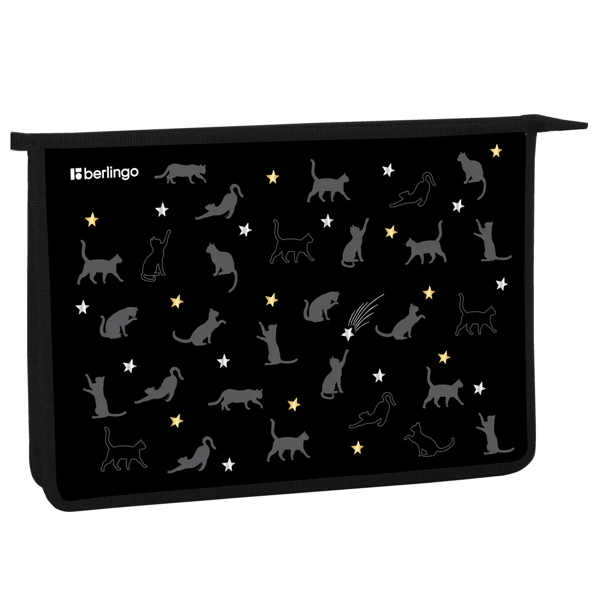 Папка для тетрадей 1 отделение, А4 Berlingo "MEOW Galaxy", 340*245*40 мм, пластик, на молнии