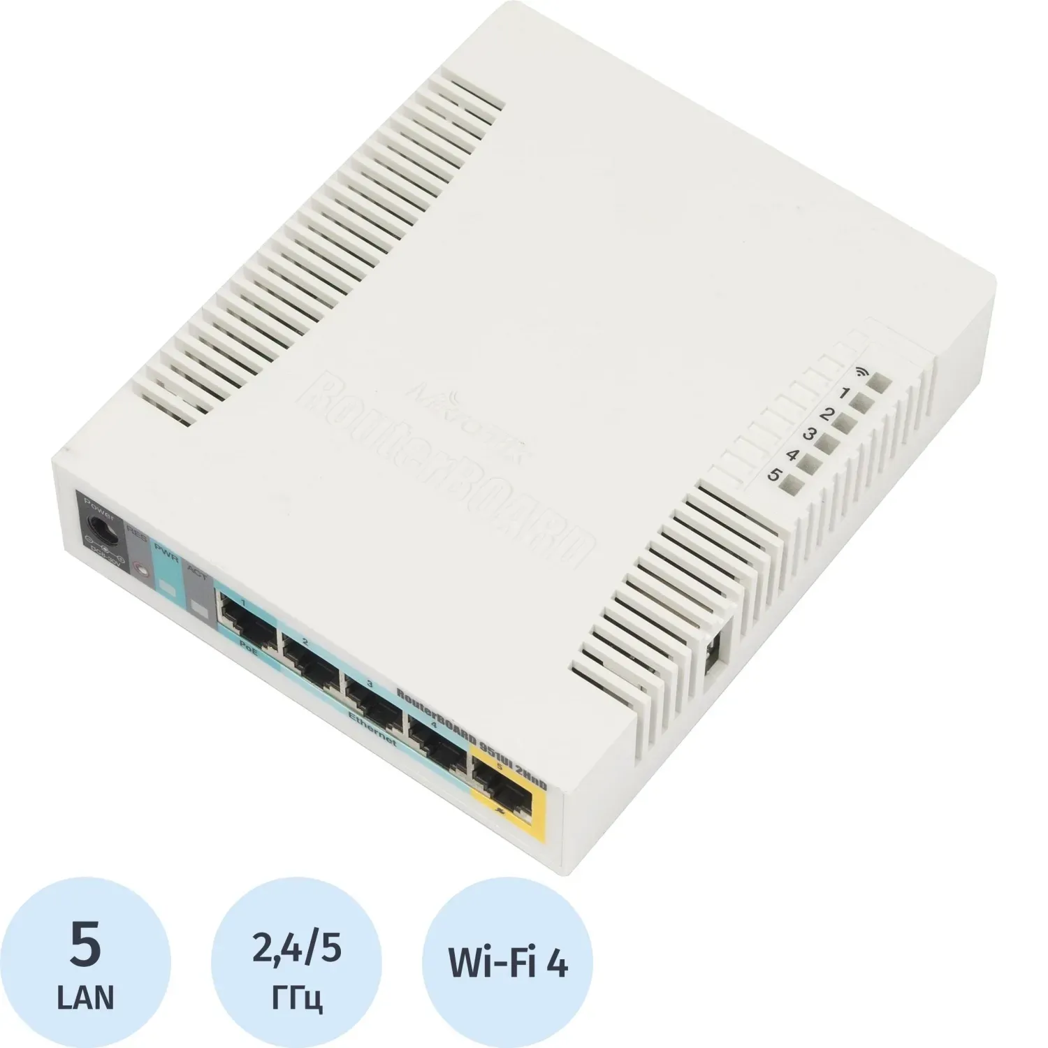Маршрутизатор Wi-fi MikroTik RB951Ui-2HnD, N300, USB, PoE