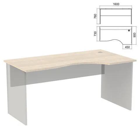 Стол эргономичный ЧАСТЬ 1 "Арго", 1600х900х760 мм, правый, ясень шимо