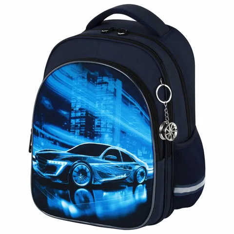 Рюкзак BRAUBERG OPTIMA, 2 отделения, с брелком, "Night driver", 36х27х18 см, 272096
