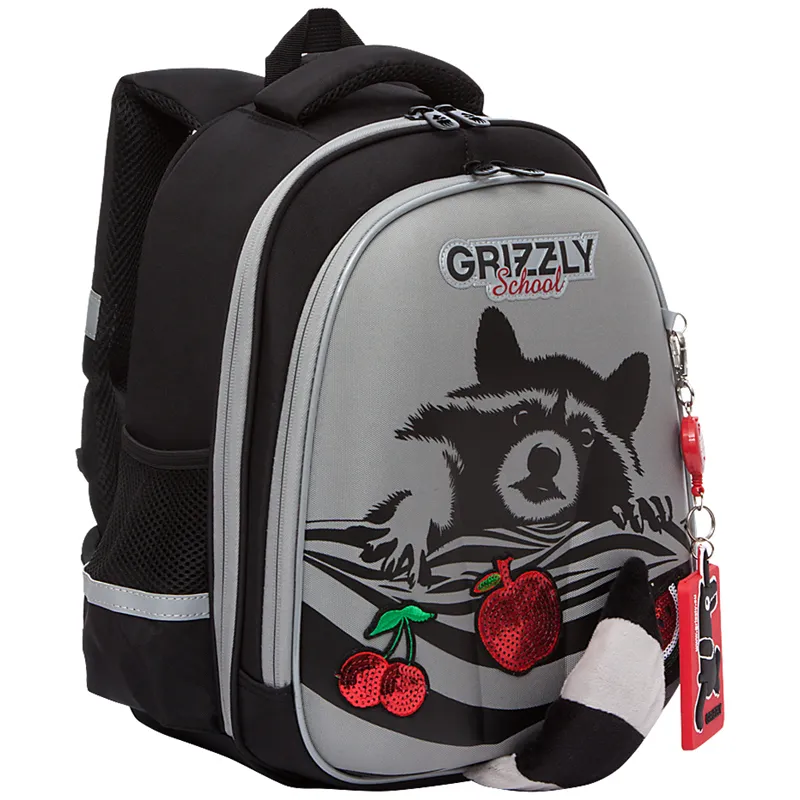 Ранец Grizzly, 28*36*20см, 2 отделения, 2 кармана, анатомическая спинка, серый