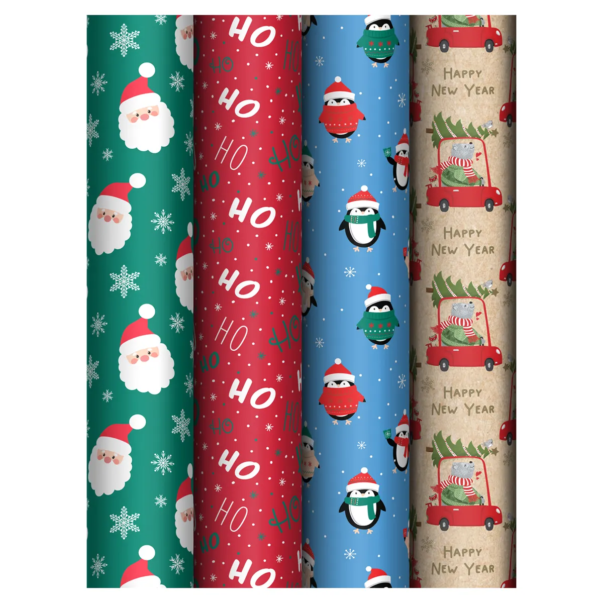 Упаковочная бумага глянц. 70*100см, MESHU "Marry Christmas", 80 г/м2, ассорти, 4 дизайна