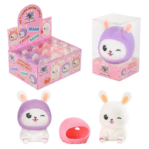 Игрушка-антистресс "МИЛЫЙ ЗАЙКА", 10,5 см, ассорти, 2 цвета, дисплей, JOLLY JOT (ДЖОЛЛИ ДЖОТ), 665794
