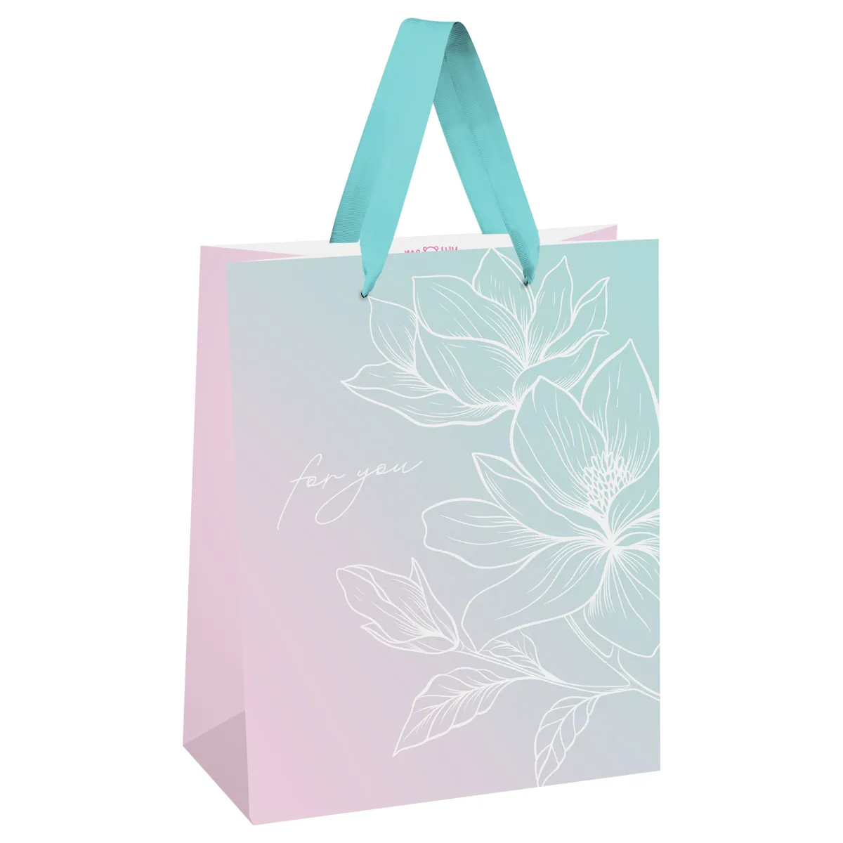 Пакет подарочный 18*23*10см MESHU "Floral gradient",  матовая ламинация