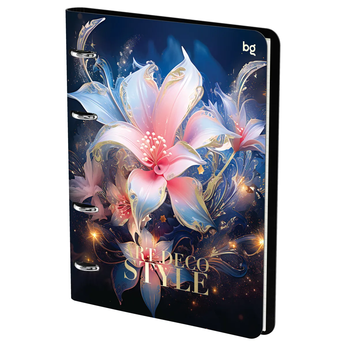 Тетрадь на кольцах А5, 120л., кожзам,  BG "Flowers"
