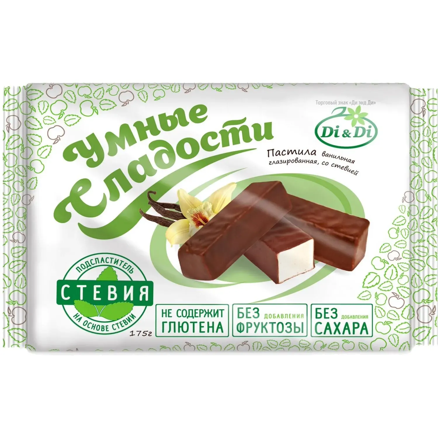 Пастила Умные сладости Di&Di ванильная в шоколадной глазури,стевия, 175г