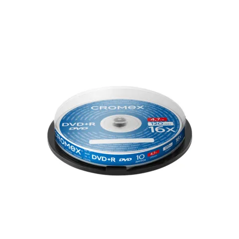 Диск DVD+R CROMEX (КРОМЕКС), 4,7 Gb, 16x, Cake Box (упаковка на шпиле), КОМПЛЕКТ 10 шт., 514307