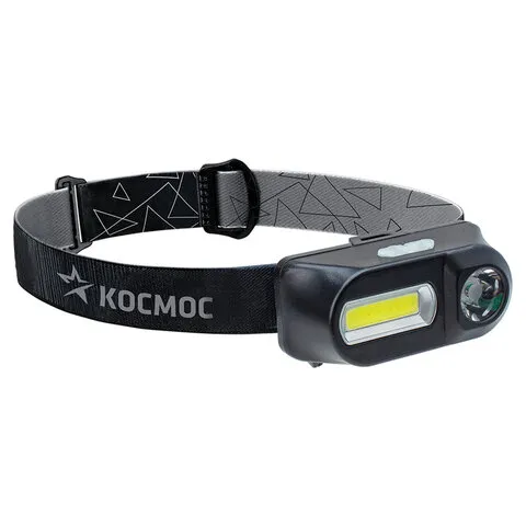 Фонарь налобный аккумуляторный КОСМОС 3Вт LED+3Вт СОВ, Li-ion, заряд от USB, KocH3WDLith