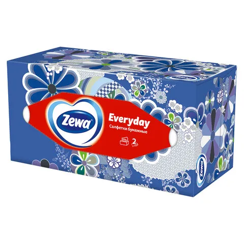 Салфетки косметические 2-слойные в картонном коробе, 250 штук, ZEWA Everyday, 8679