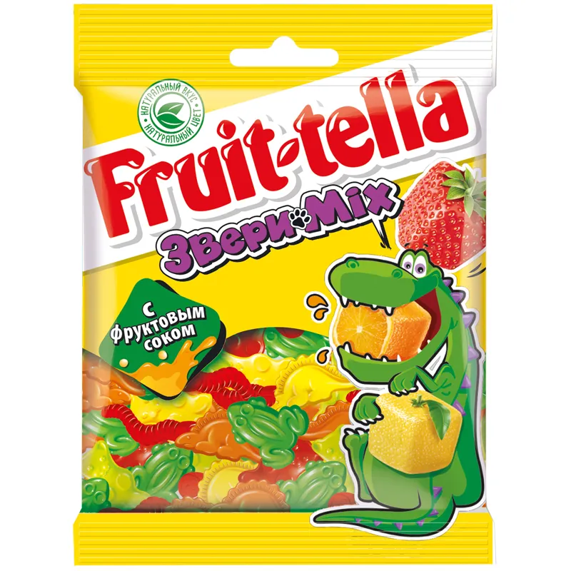 Жевательный мармелад  Fruittella "Звери микс", 70г, пакет, европодвес