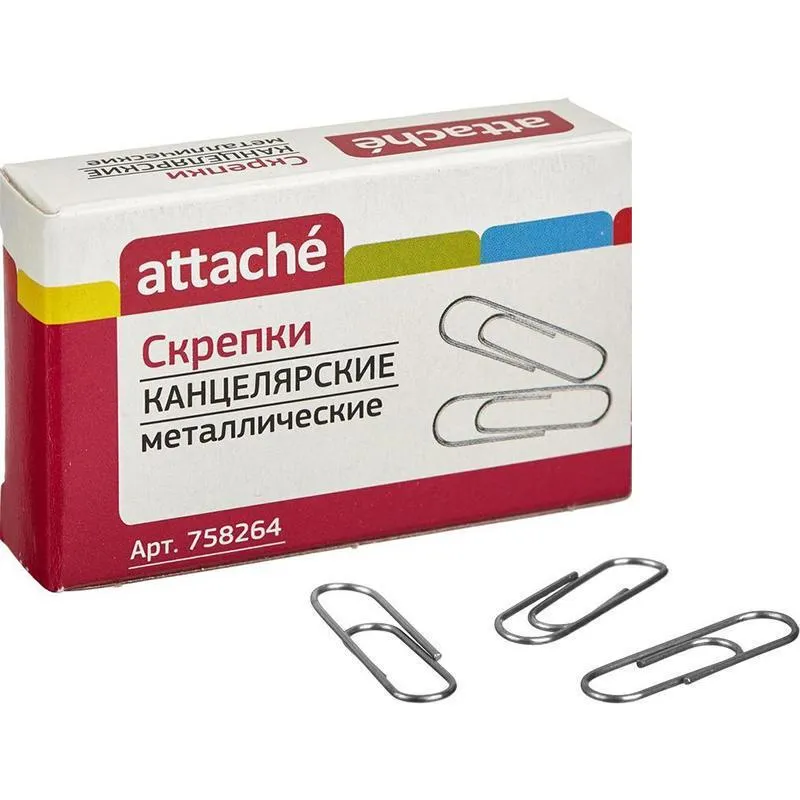 Скрепки Attache 28 мм, металлические б/покрытия, овальные 100шт./уп.к/кор