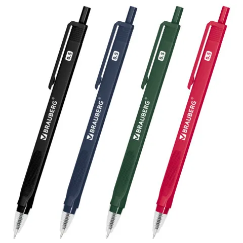Ручка шариковая автоматическая BRAUBERG "TRIOS PRO COLOR", СИНЯЯ, трехгранный корпус, пишущий узел 0,5 мм, линия письма 0,35 мм, 144464