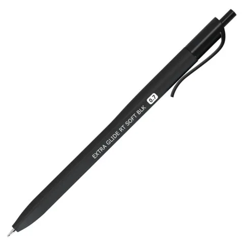 Ручка шариковая масляная автоматическая BRAUBERG "Extra Glide RT SOFT BLK", СИНЯЯ, игольчатый наконечник 0,7 мм, линия 0,5 мм, 144261
