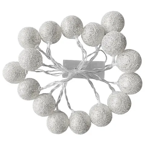 Электрогирлянда-нить комнатная "Шарики" 1,8м 16LED, серебро, тёплый белый, батарейки ЗОЛОТАЯ СКАЗКА 592559