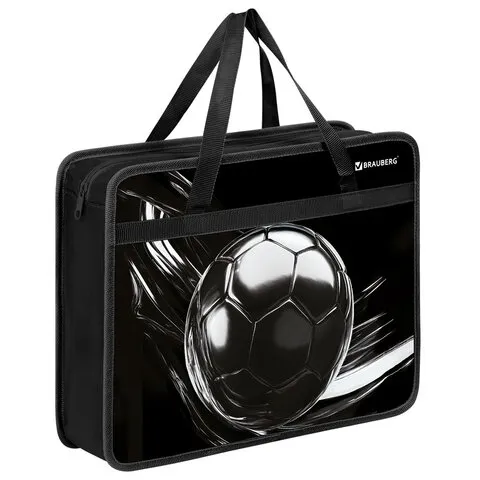 Папка на молнии с ручками BRAUBERG А4, 1 отделение, пластик, 80 мм, "Metal ball", 274499