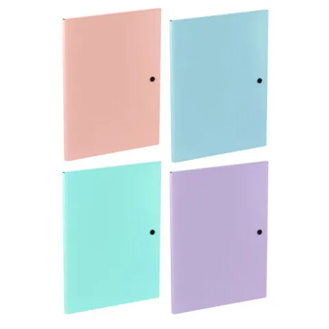 Папка на кнопке пластиковая BRAUBERG "PASTEL", А4, 3 клапана, 600 мкм, цвета ассорти, 272886