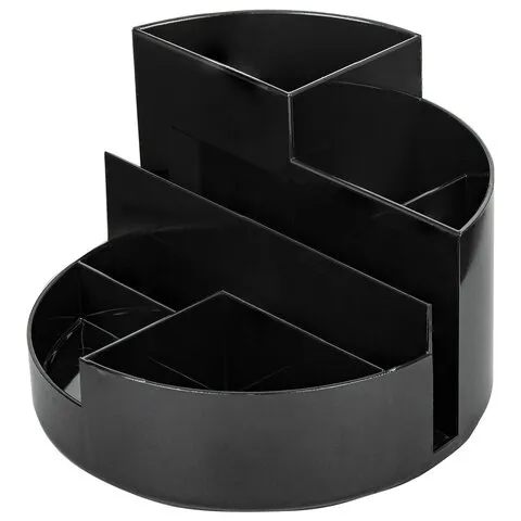 Подставка-органайзер BRAUBERG ROUND, 6 отделений, 130х130х90 мм, черная, 238100, ОР05