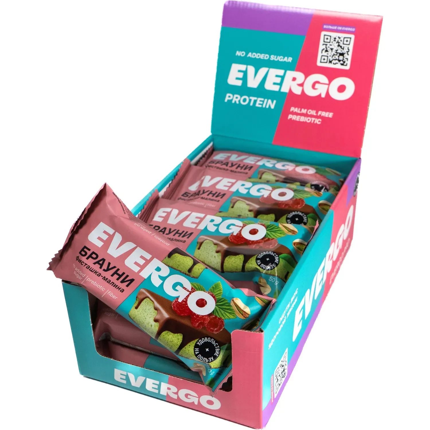 Пирожное протеиновое EVERGO Брауни фисташка-малина 600г