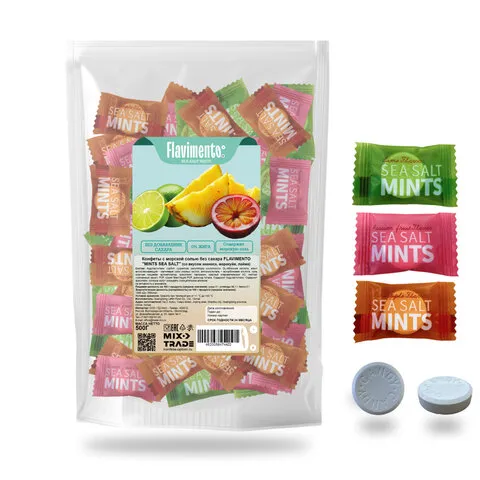 Конфеты с морской солью FLAVIMENTO "Mints sea salt", ассорти вкусов, БЕЗ САХАРА, 500 г, УТ-00002826